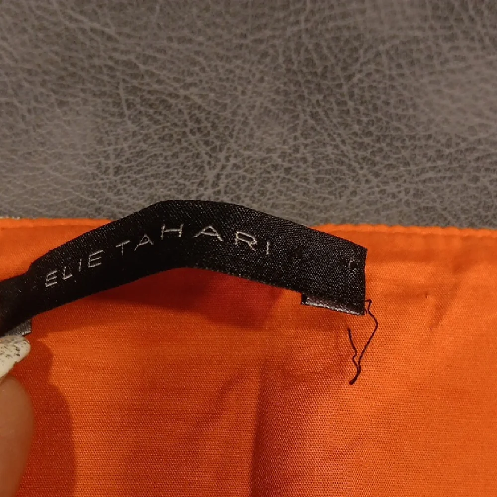 Elie Tahari Grey With Orange Details Pleated Plaid Mini Skirt